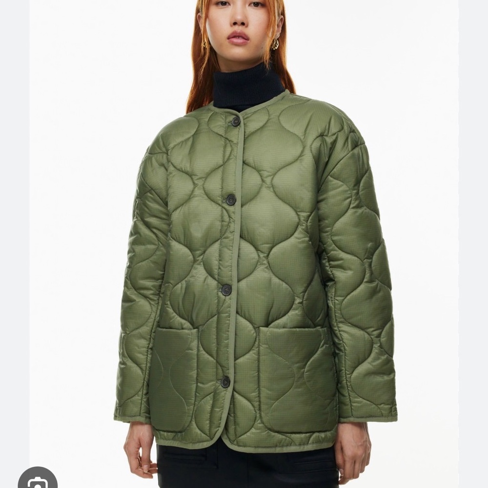 Babaton Aritzia evergreen quilted jacket